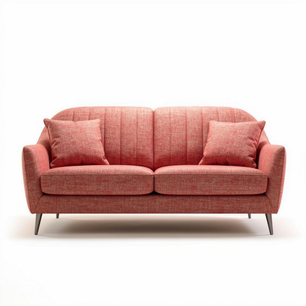 Canapé rouge en tissu avec coussins dimensions 180 x 85 x 75cm