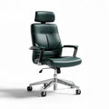 Chaise de bureau en simili cuir vert avec appui-tête et roulettes 50 x 60 x 110cm