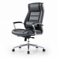 Chaise de bureau ergonomique en cuir noir avec accoudoirs réglables 50 x 60 x 100cm