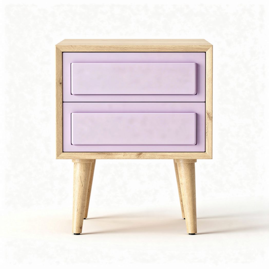 Table de chevet en bois et MDF couleur lavande 50 x 40 x 60 cm