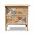 Table de chevet en bois avec tiroirs décoratifs en verre 40 x 30 x 50cm