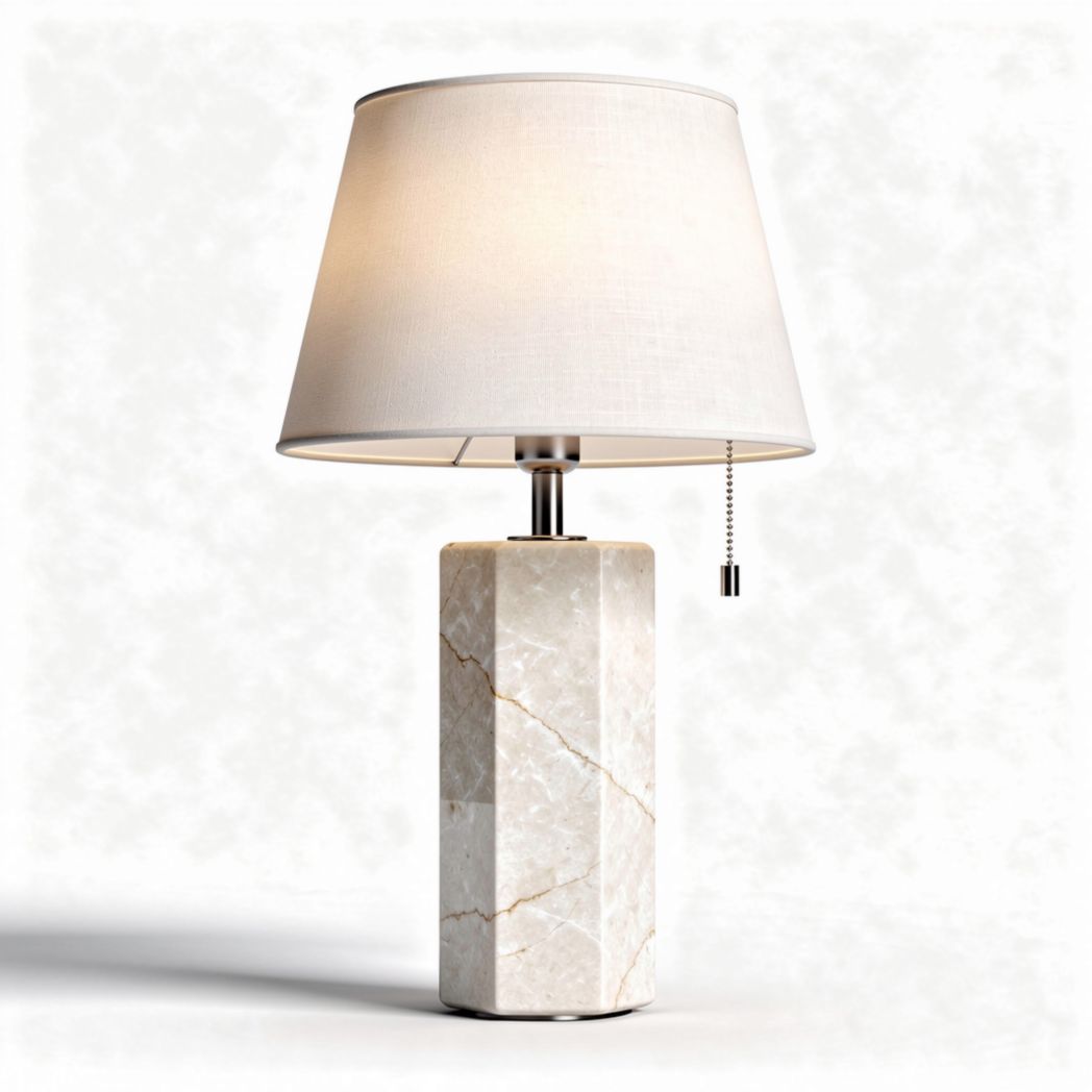 Lampe de table en marbre blanc avec abat-jour en tissu 30 x 30 x 50cm