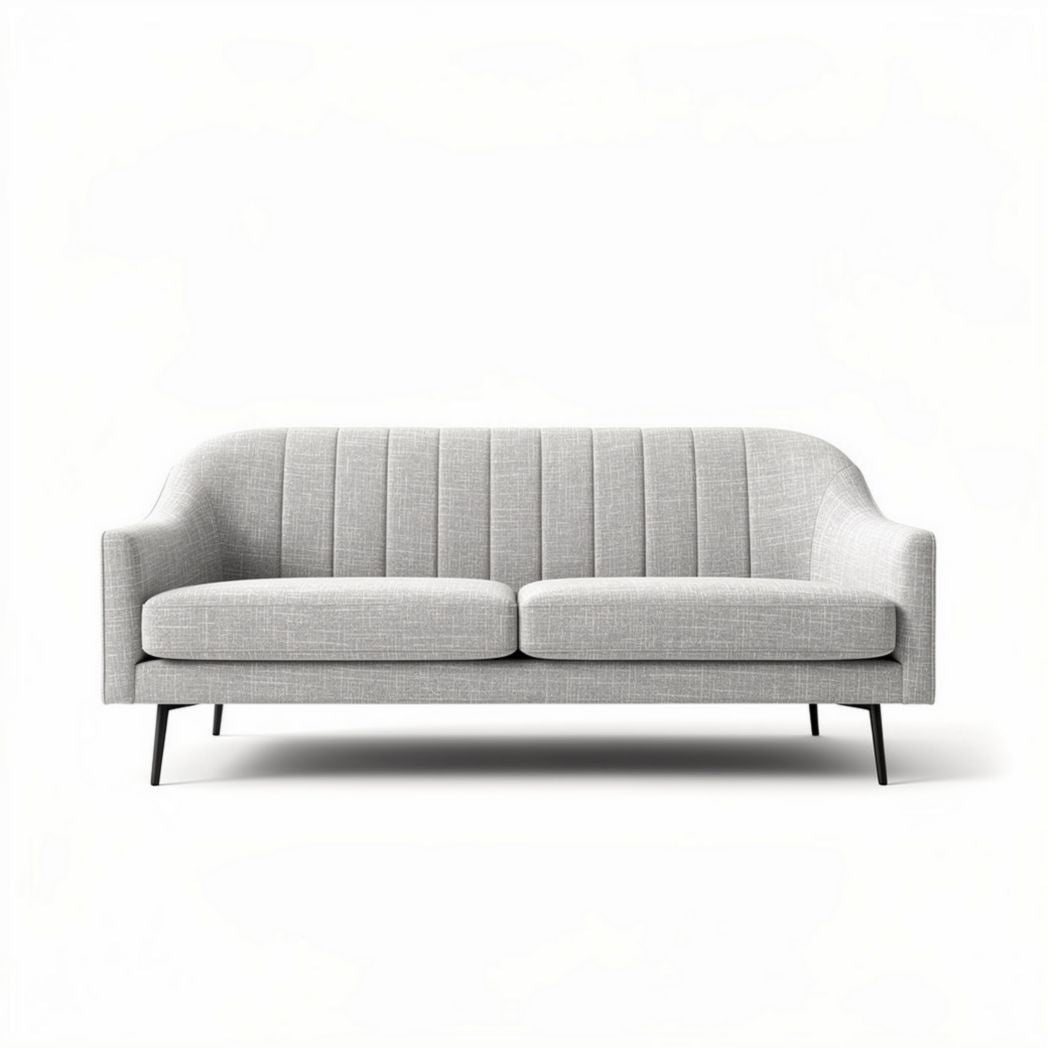 Canapé gris en tissu avec coussins rembourrés dimensions 180 x 80 x 85cm