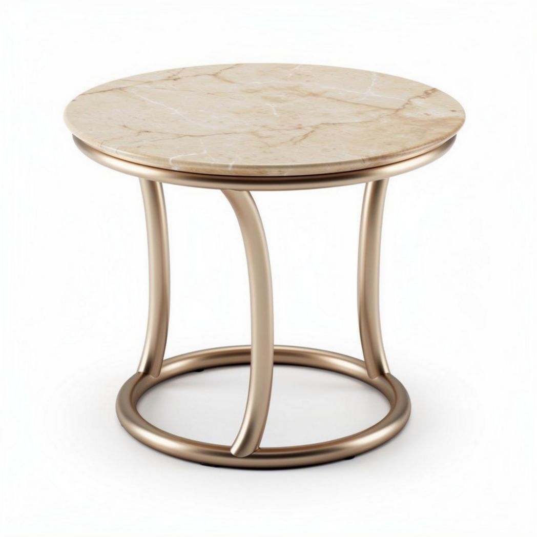 Table basse en marbre et métal doré diamètre 60 cm hauteur 45 cm