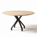 Table ronde en bois de chêne avec pieds en métal noir 150 x 150 x 75cm